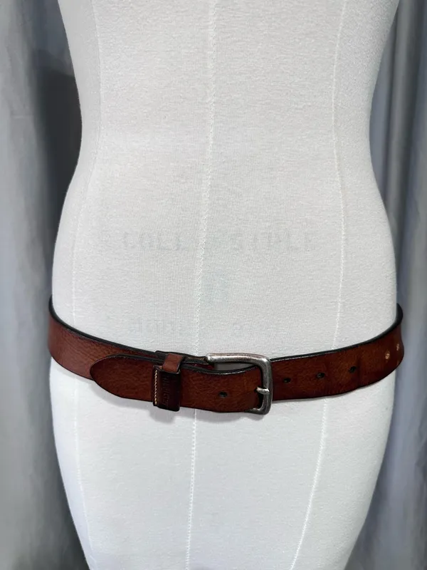 Tommy Hilfiger Brown Vintage Leather Belt 42 Western Tooled Classic Buckle - Image 2
