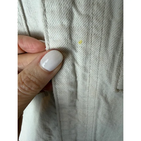 Current Elliott The Richland Coveralls Women Medium Ivory Denim Jumpsuit Utility - Image 8