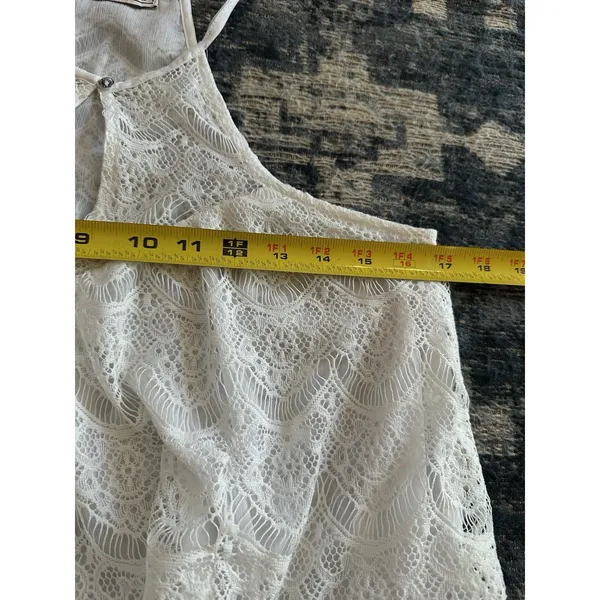 Abercrombie & Fitch Babydoll Top White Lace Flowy Y2K Halter Keyhole Front Small - Image 8