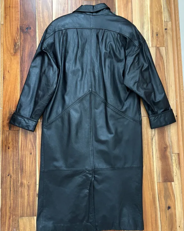Jacqueline Ferrar Black Leather Trench Coat – Made in Korea - Image 7