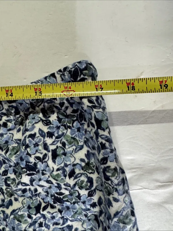 Garnet Hill Blue Green Floral Pajama set organic cotton long sleeve pants L/XL - Image 7