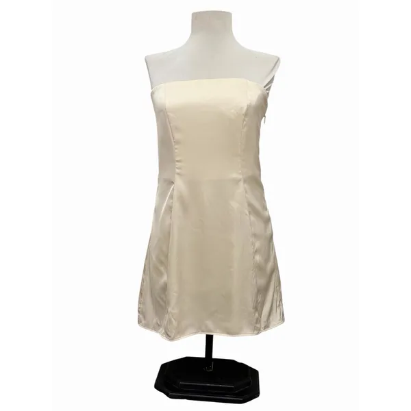 Oh Polly Ivory Satin Strapless A Line Mini‎ Dress Size 6 Cocktail Formal Bridle - Image 2
