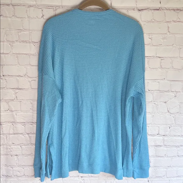 American Eagle Outfitters Blue Textured Lightweight Sweater Woman's Size‎ Large - Image 3