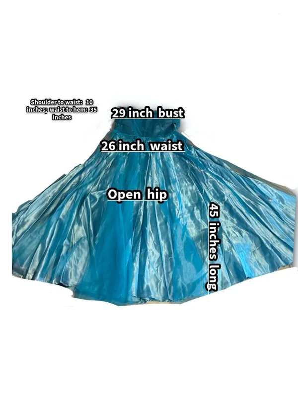 Vintage 1950'S Turquoise Blue Satin & Tulle Strapless Party Dress (Xs) - Image 11