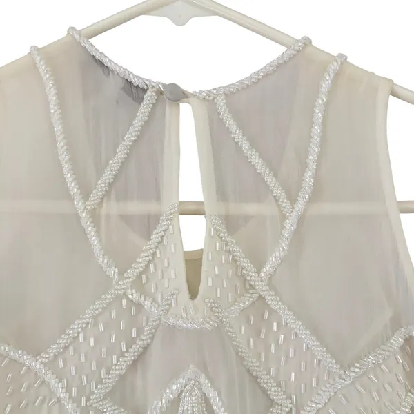 Karina Grimaldi‎ White Beaded Maxi Dress XS Neiman Marcus Art Deco Bridal Gown - Image 13