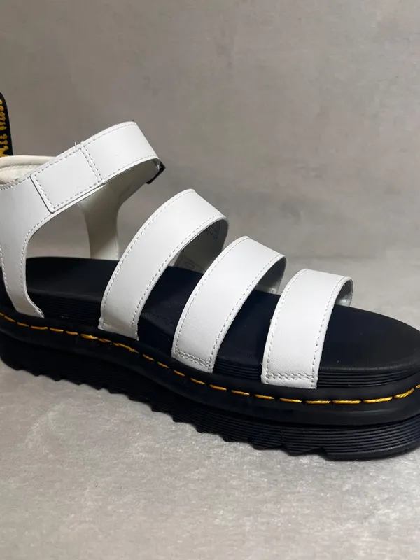 Dr. Martens Blaire White Sandals Women Sz 10 Leather Buckle Strappy Fit Summer - Image 12