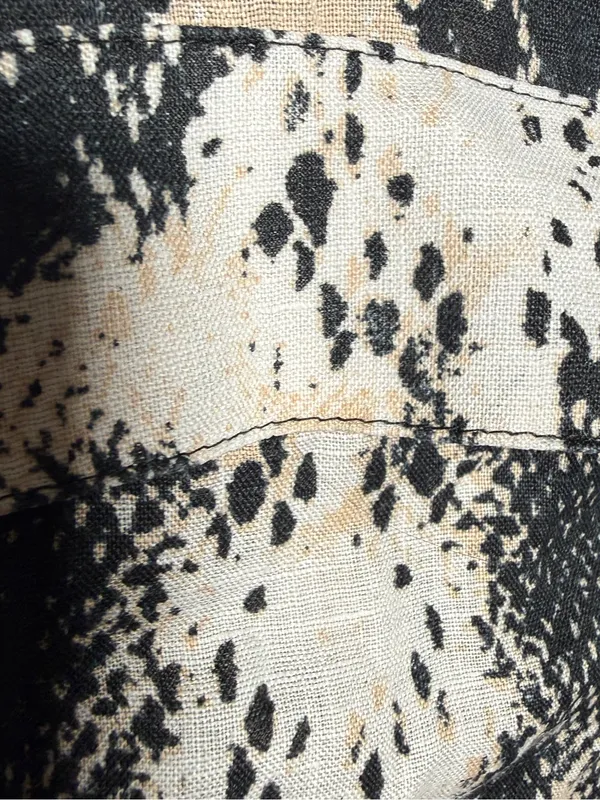 Calvin Klein Women's Snake-Print Button Front Shirt - Black/Ivory 100% Linen XL - Image 6