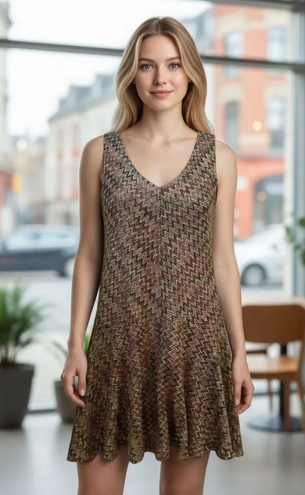 Anthropologie Maeve Westwater Chevron Pattern High Low Knit Flapper D…​ - Image 9