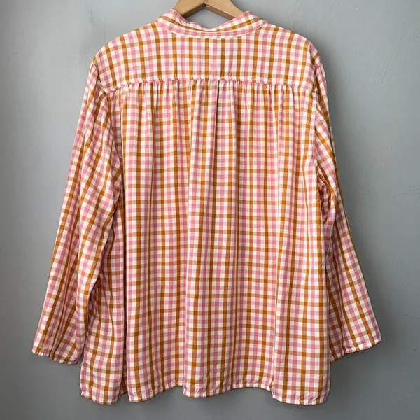 Old Navy Peasant Top Size XL Gingham Mandarin Popover Boho Cottagecore Prairie - Image 5