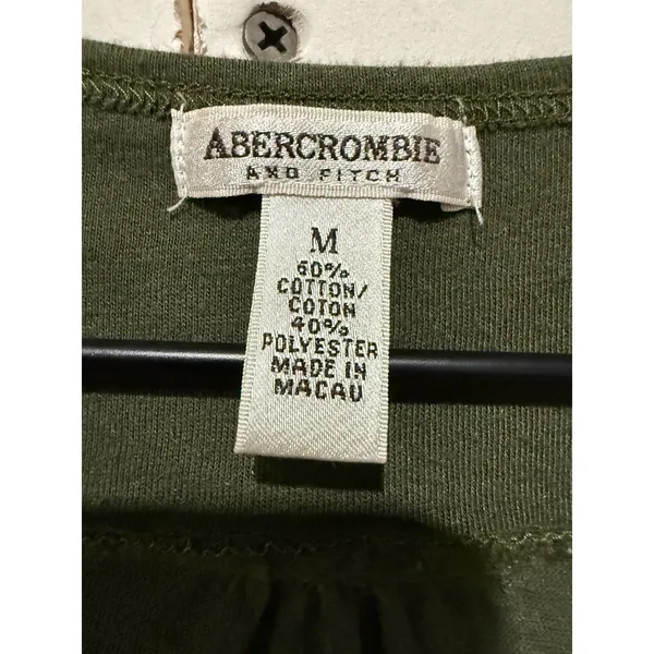Vtg‎ Abercrombie & Fitch Womens Green Beaded Fitted Tank Top Sz M Y2K Moose Logo - Image 4