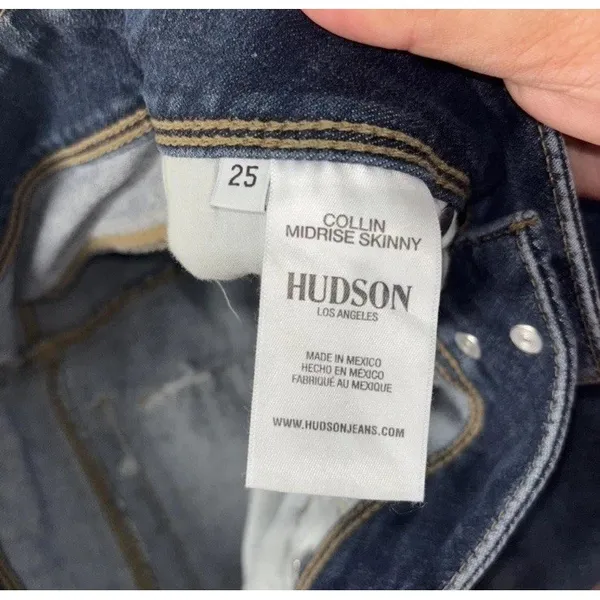 Hudson Collin Mid Rise Skinny Women's Dark Blue Stretch Jean‎ Flap Pocket Sz 30 - Image 2