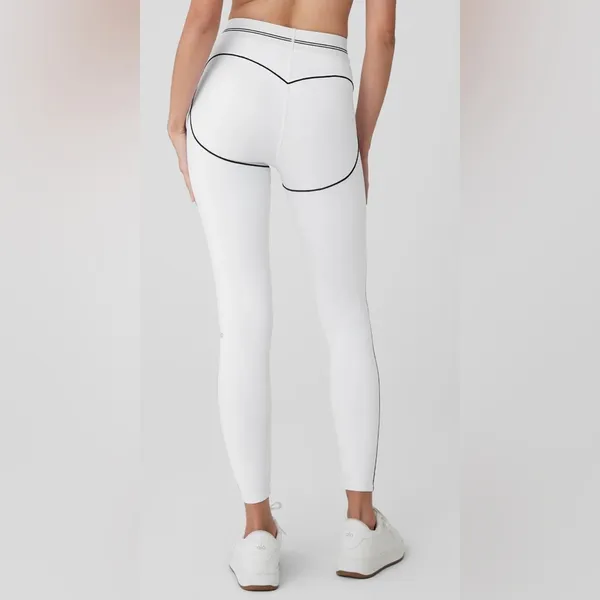 NEW Alo Yoga Airbrush High Waisted Heart Throb White/Black Legging Size L - Image 4