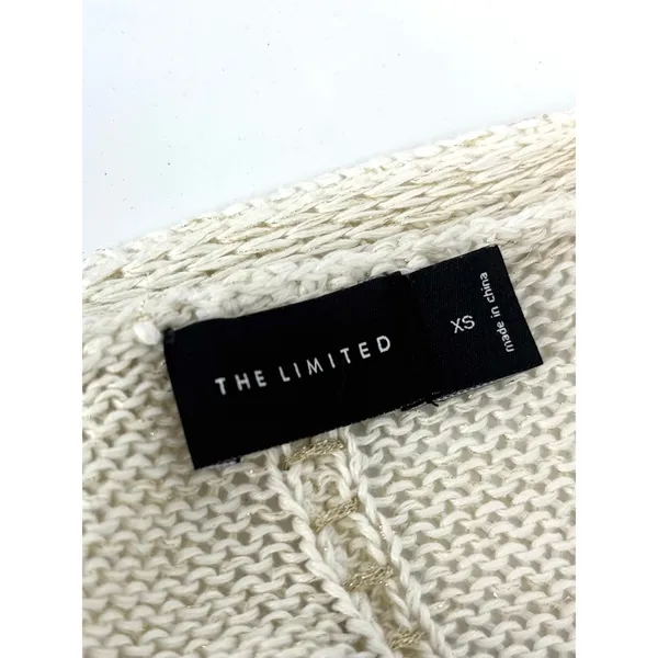 The Limited Cream Linen Metallic Open Front Cardigan Macrame‎ Fringe Belt XS - Image 10