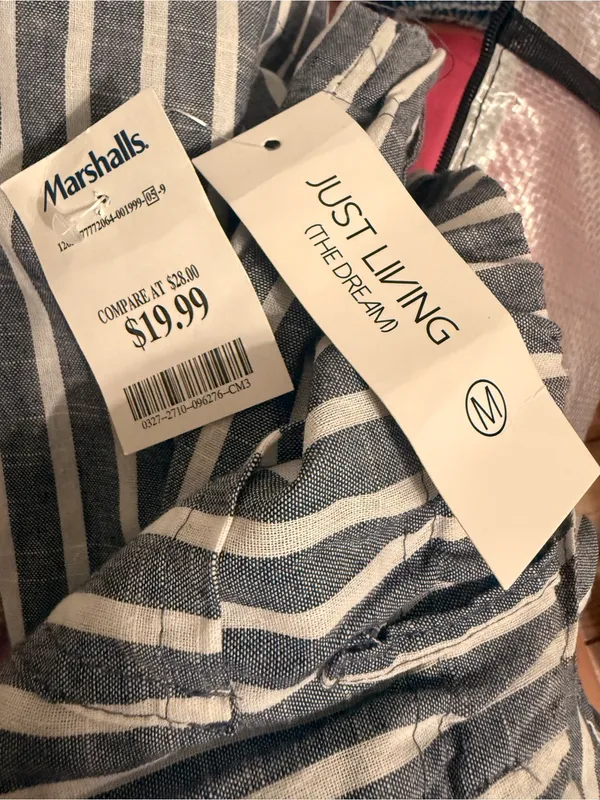 NWT Just Living Gray Cream Striped Wide Leg Pants M - Image 4
