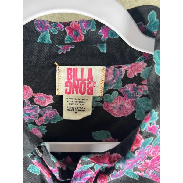 Billa Bong Womens Tops Size M Cotton Floral Print Button Front Shirt - Image 4