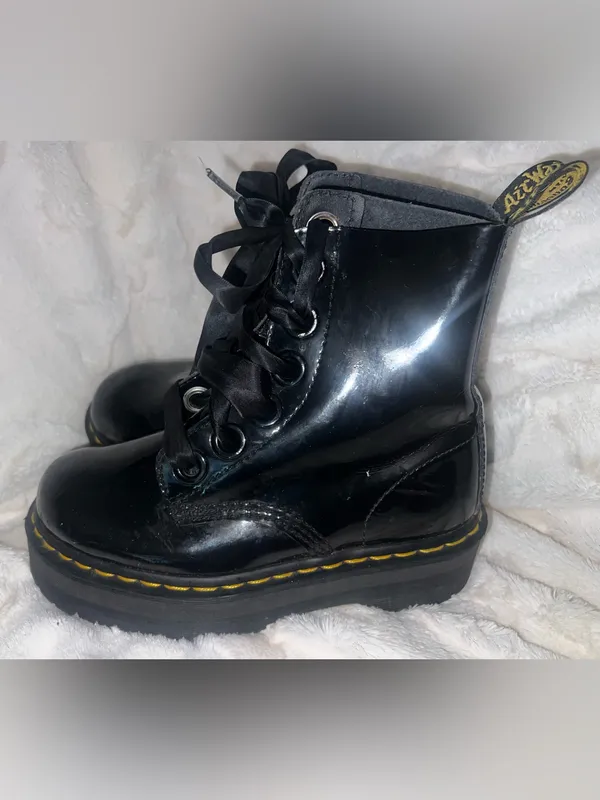 Dr. Martens MOLLY Women's Leather Platform Boots BLACK BUTTERO size 6 - Image 2