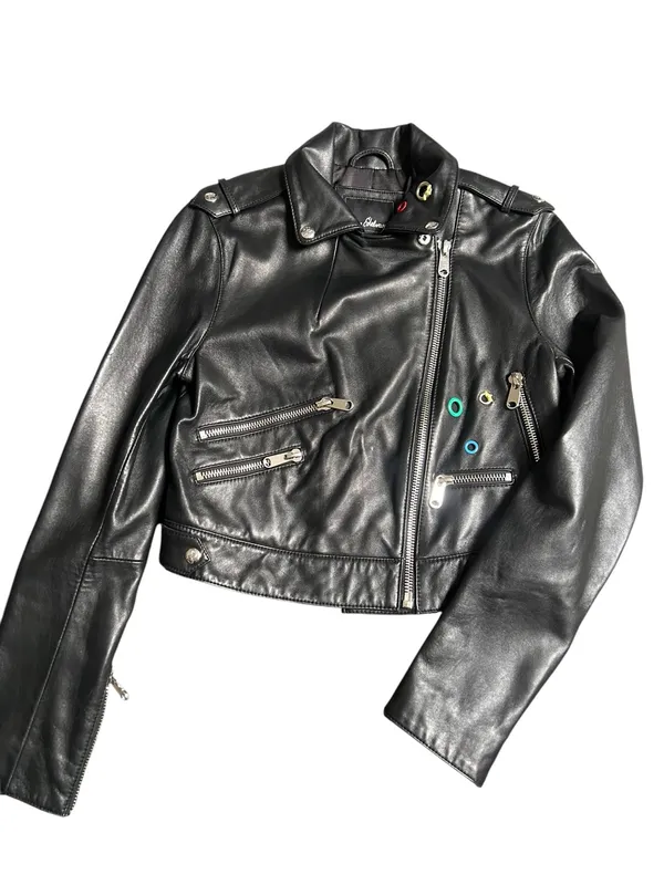 Sam Edelman colorful grommet leather moto jacket Size Small - Image 2