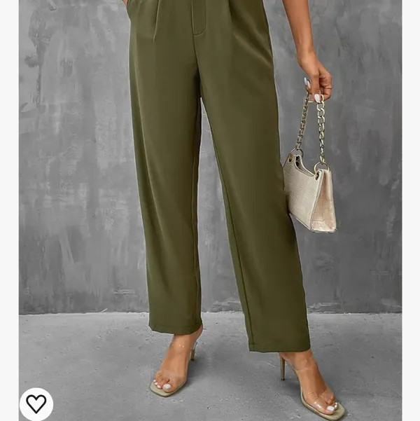 High waisted army Green Trousers with Pockets size medium fits women's 6… - Image 5
