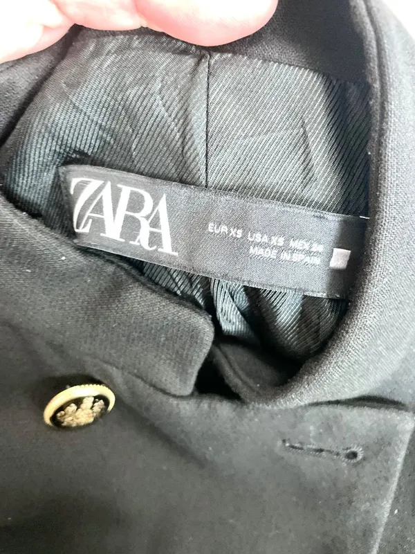 Mango Zara Black Military Inspired Jacket Size XS (No Belt) Dark Feminine Old Money - Image 3