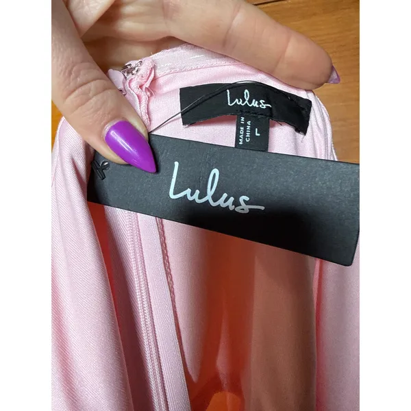 NWT Lulus Magical Magnetism Light Pink Off-the-Shoulder Maxi Dress Gala Size L - Image 7