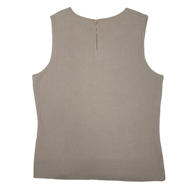 St. Johns ribbed tan tank top size small FLAWED - Image 2