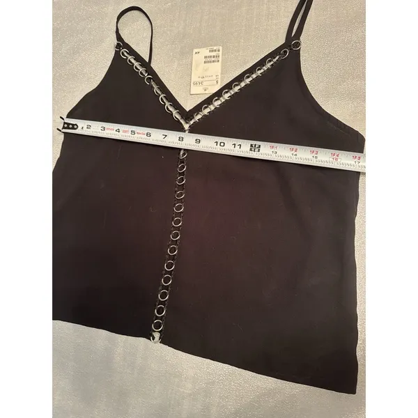 NWT H&M Black Tank Top Going Out US 10 Gothic Silver Circle Vampire Witchy - Image 5