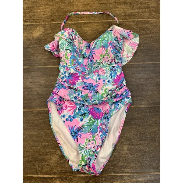 Nwt Lilly Pulitzer Size 4 Rubyann Swimsuit *Paradise Petals* Mandevilla Baby - Image 3