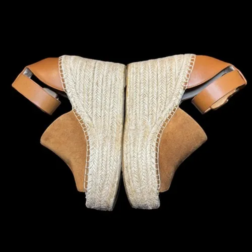 Marc Fisher LTD Shoes Womens Size 7.5 Brown Suede Espadrille‎ Wedge Sandals - Image 5