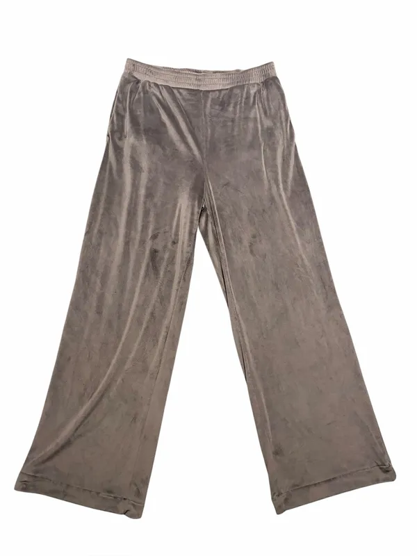 Skims Wide Leg Chocolate Brown Velour Pants Size Large - Image 2