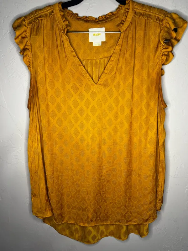 Maeve by Anthropologie Hailey‎ Flutter Sleeve Golden Yellow Boho Top - Image 4