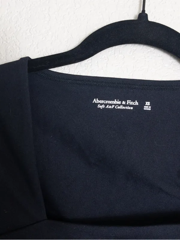 Abercrombie & Fitch Soft AF Long Sleeve Bodysuit XS Black Square Neck Thong - Image 4