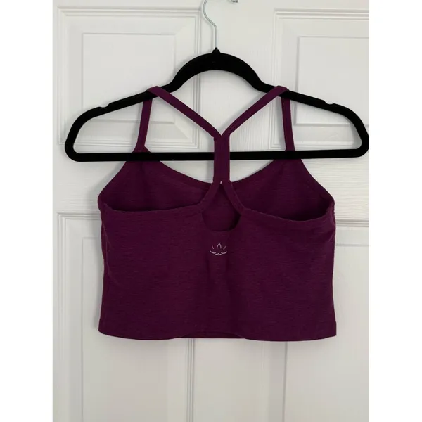 Beyond Yoga Womens Large Spacedye Slim Racerback Cropped Tank Bra Aubergine Beet - Image 4