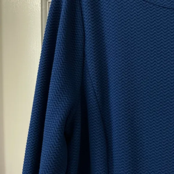 Boden Ellen Ottoman Dress 16 Blue Shift Textured Career Chic Classic Minimalist - Image 3