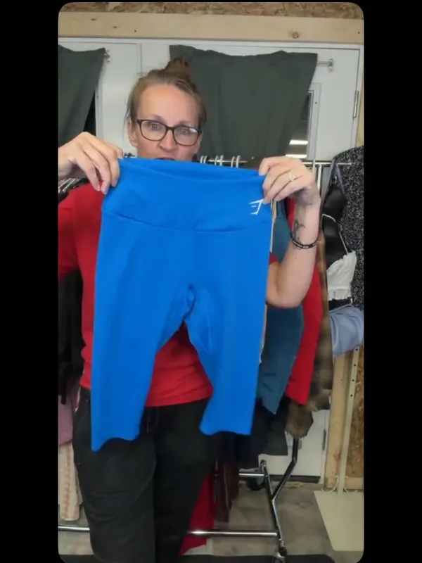 Gymshark Vibrant Blue High-Waist above the knee shorts - Image 4