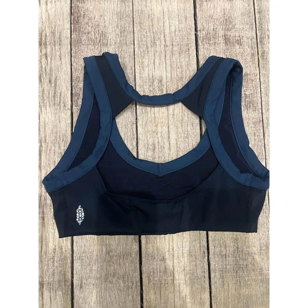 FP Movement V-Neck Open Back Sports Bra Black Teal Blue Size Small - Image 2