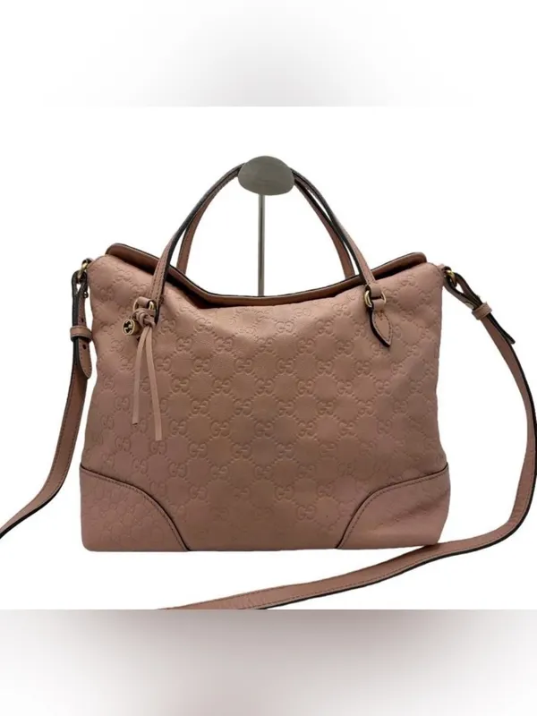GUCCI Guccissima Bree Medium Foldover Tote Pink Leather 2-Way Crossbody Bag - Image 3