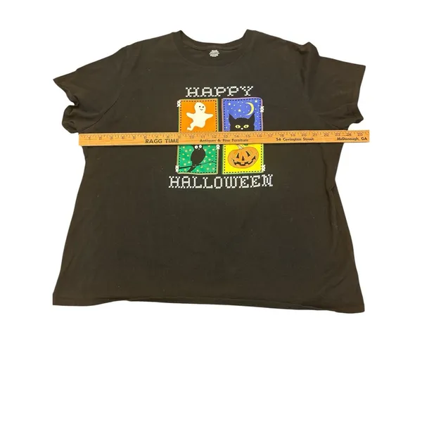 Happy Halloween 3X T-shirt Womens Black Shirt Ghost Owl Cat Jack O Lantern - Image 7