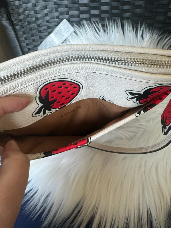 Coach Kitt Messenger Crossbody Bag With Strawberry Print - Image 5
