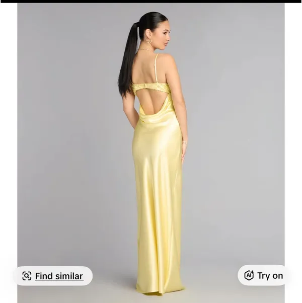 WINDSOR Ruby Satin Low Back Column Formal Dress - Image 2