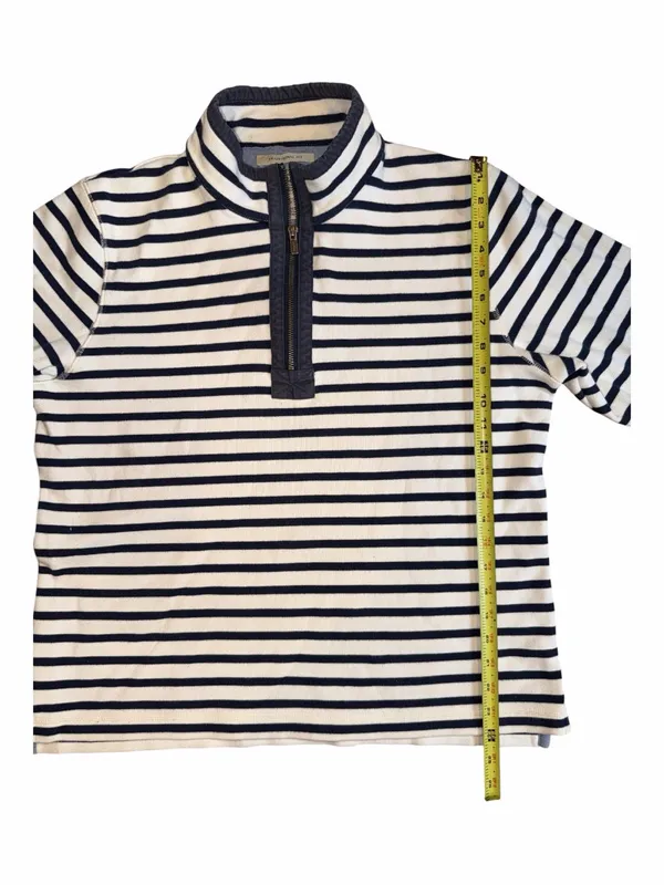 L.L. Bean Navy and White Striped Half-Zip Pullover - Image 5