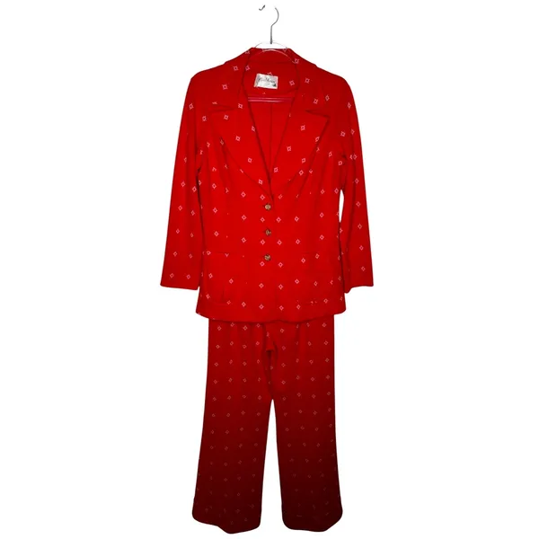 1980s Fire Islander Red Nautical Knit Pant Suit Set Small - Image 5