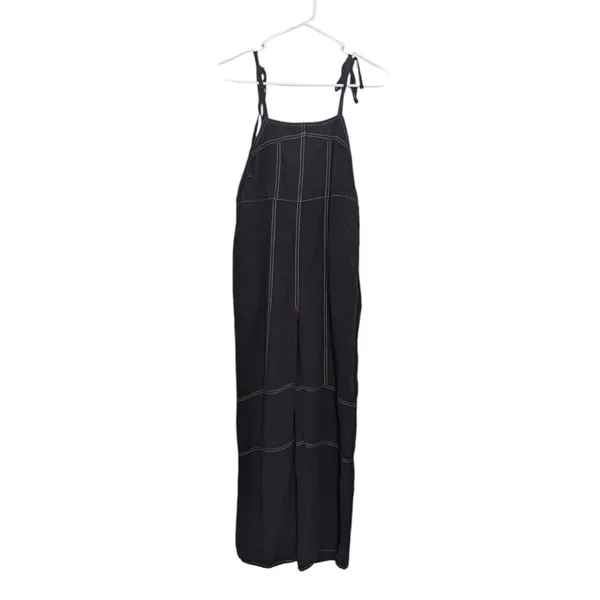 Urban Outfitters Harley Linen Jumpsuit Overalls Utility Dark Gray Black Women XS - Image 2