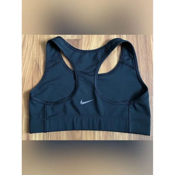 Nike Dri-FIT Women's Swoosh Graphic Sports Bra - Black/Silver Glitter , Size XS - Image 3