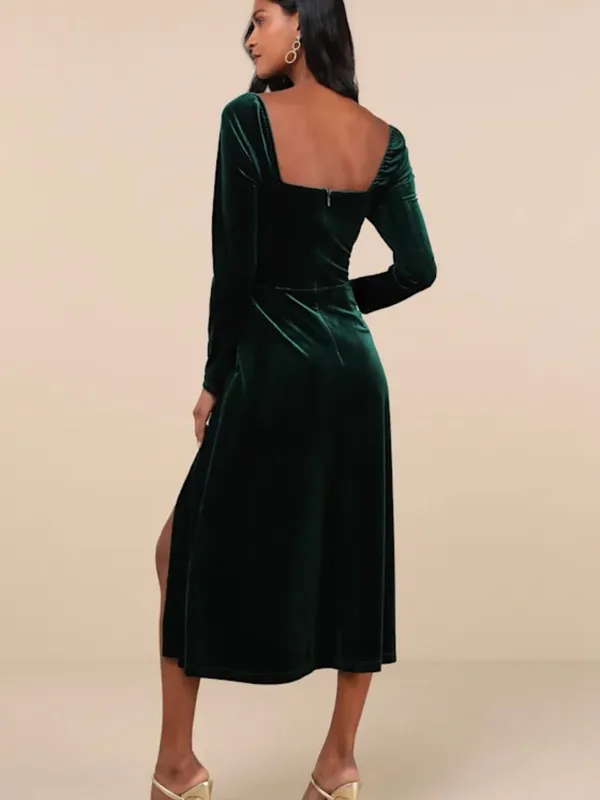 Lulus Precious Impression Emerald Green Velvet Bustier Midi Dress Size Large - Image 2