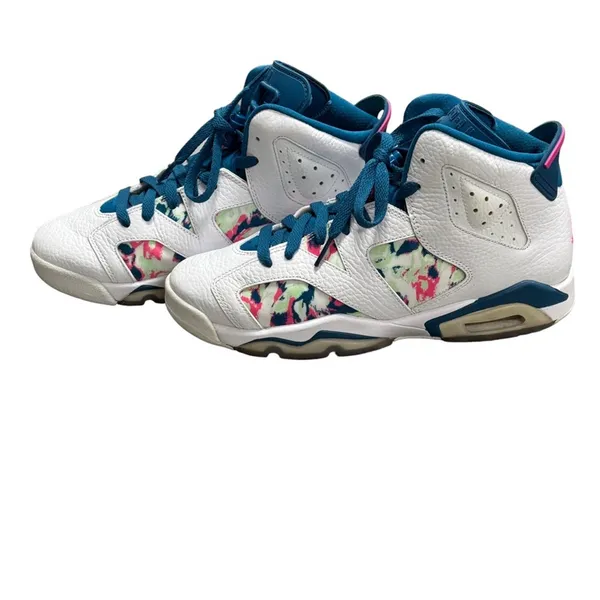 Jordan 6 Retro White Laser Fuchsia Green Abyss Kids 7Y/8.5W - Image 3