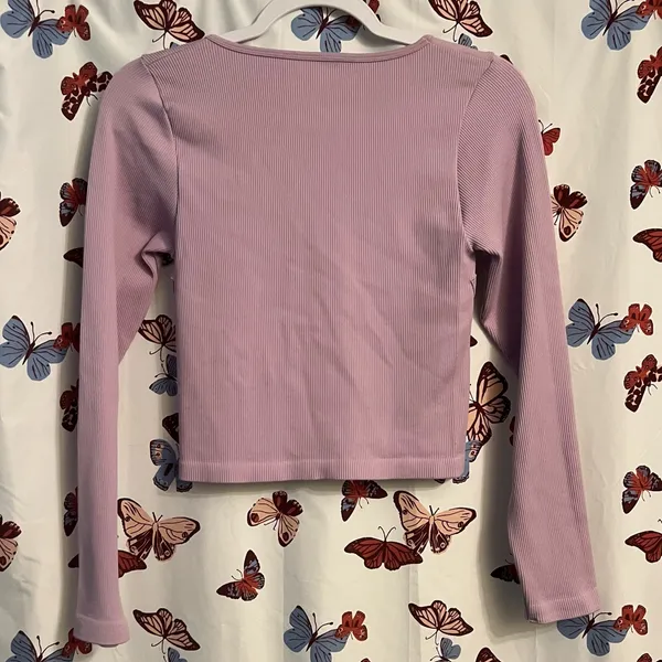 Ribbed corset like long sleeve crop top - Image 2
