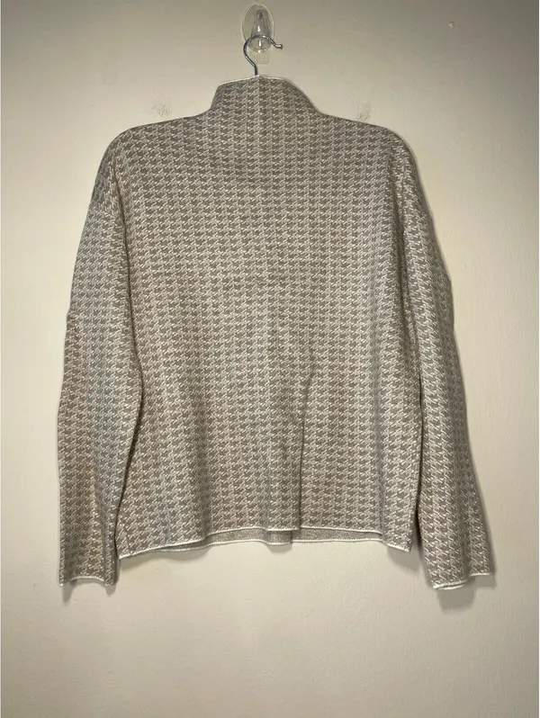 Houndstooth Mock Neck Sweater Neutral Academia Normcore M - Image 2
