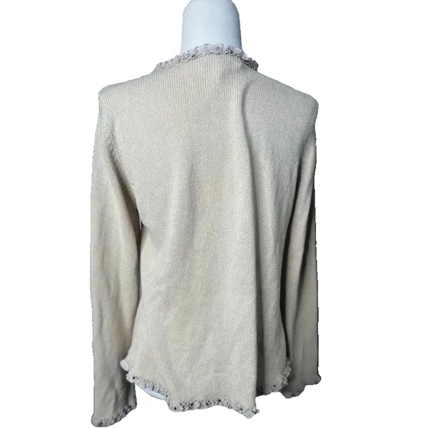 Vintage Coldwater‎ Creek Large Cardigan Sweater Festival Boho Ruffle Bead Earthy - Image 5