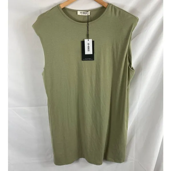NWT 4TH & RECKLESS Gabriella Shoulder Pad Sleeveless T-shirt Dress In Sage Small - Image 2