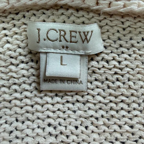 J.Crew Cream Roll Neck Pointelle Raglan Cotton Blend‎ Knit Sweater Large - Image 3